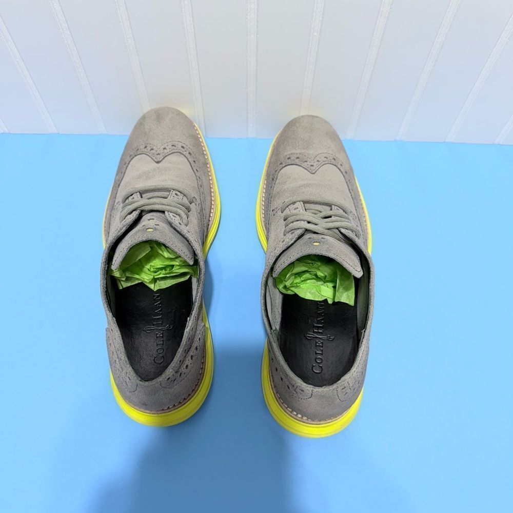 Cole Haan LunarGrand Wingtip Oxford Shoes Mens 7.5 M Gray Suede Lace Up Casual - Picture 7 of 14